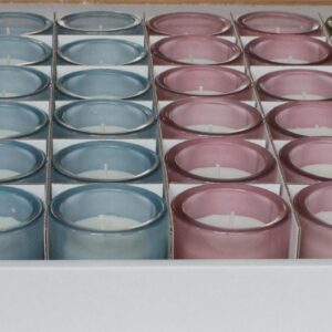 Wax filled Glass - CYLINDER shape FL009 / PEARL finish / TRAY Pack