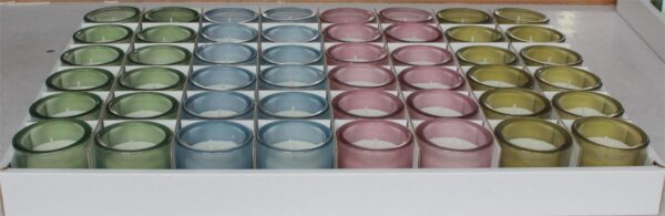 Wax filled Glass - CYLINDER shape  FL009 / PEARL finish / TRAY Pack