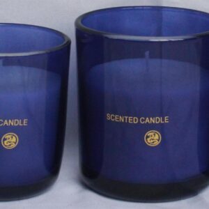 Wax filled Glass - CYLINDER shape FL263 / FL540 / FL541 / FL485 FROSTED finish crown-blue